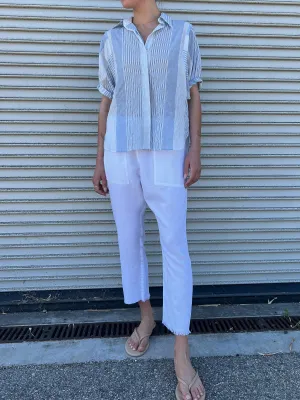 Erika Drop Pant in Linen - White