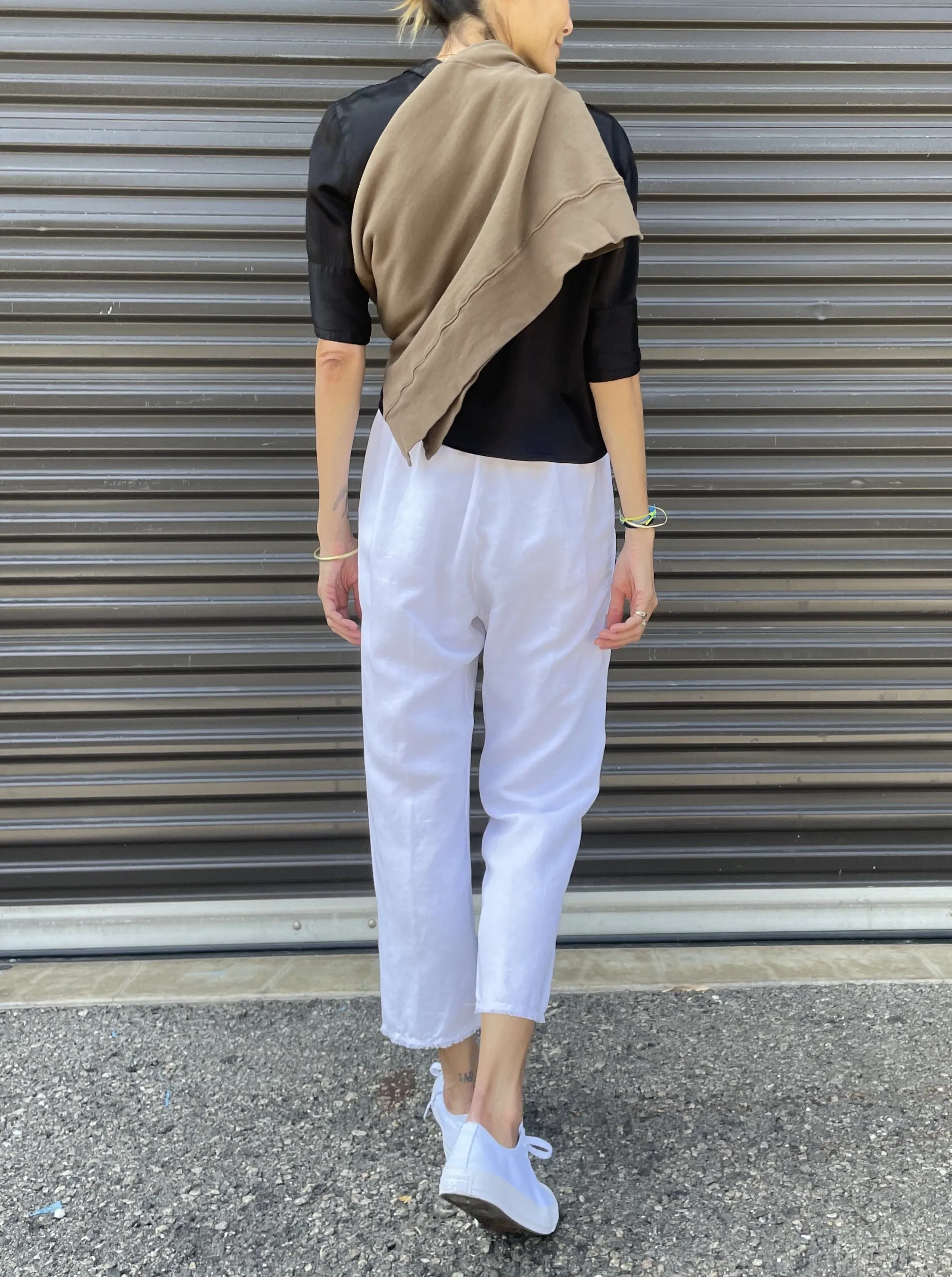 Erika Drop Pant in Linen - White