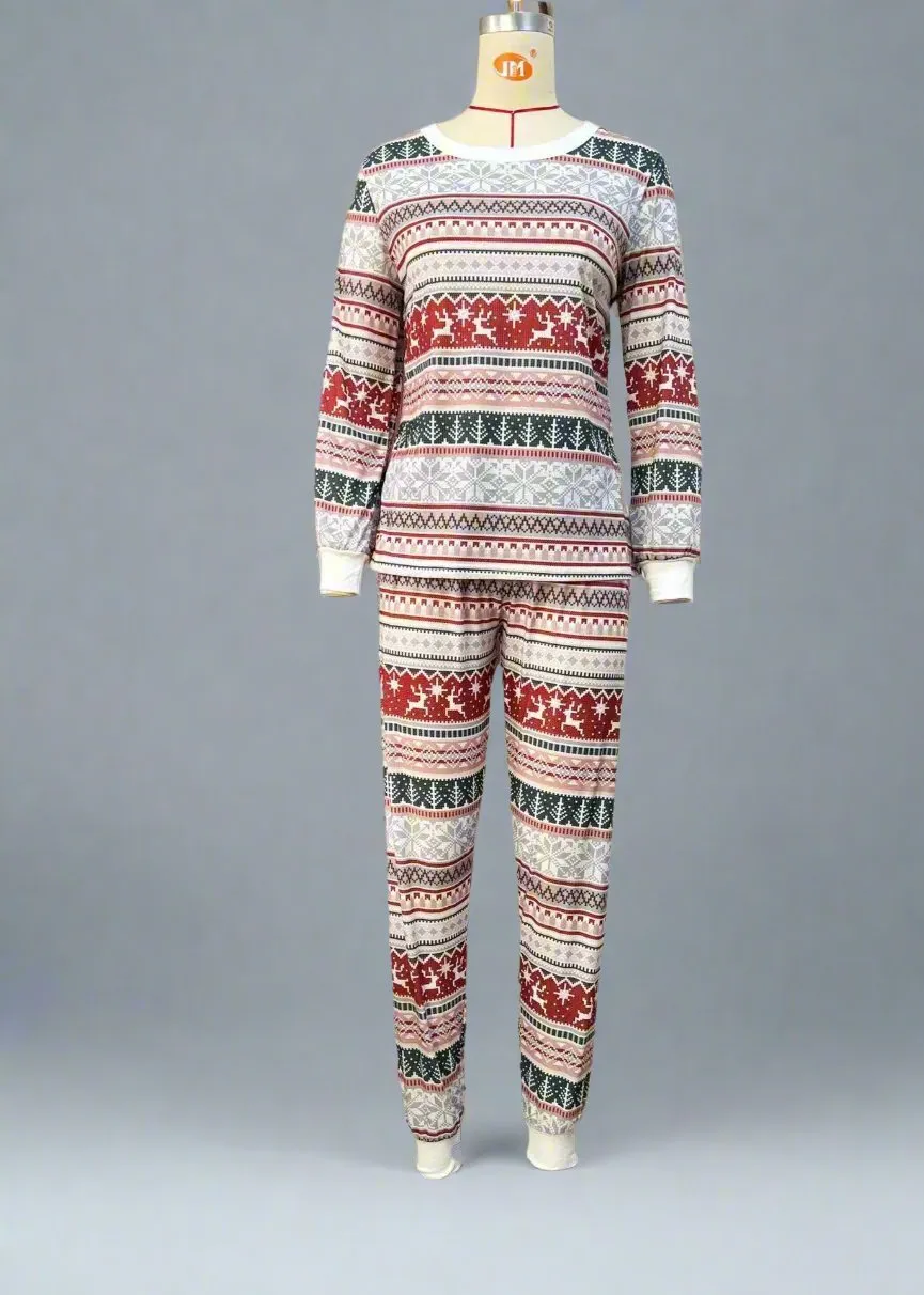 Family Matching Christmas Fair Isle Pajamas - Festive Red & Green Holiday Pajama Set for Adults, Kids & Pets
