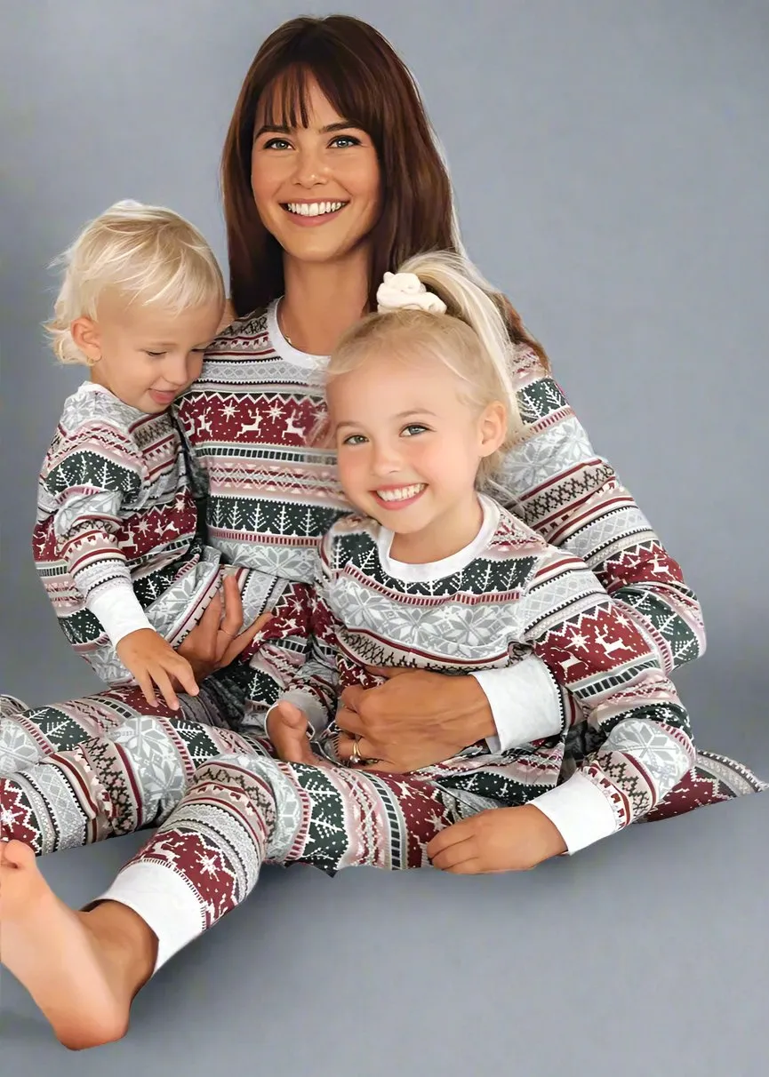 Family Matching Christmas Fair Isle Pajamas - Festive Red & Green Holiday Pajama Set for Adults, Kids & Pets