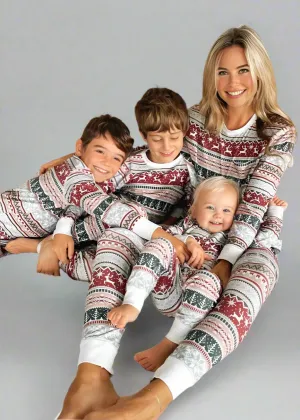 Family Matching Christmas Fair Isle Pajamas - Festive Red & Green Holiday Pajama Set for Adults, Kids & Pets