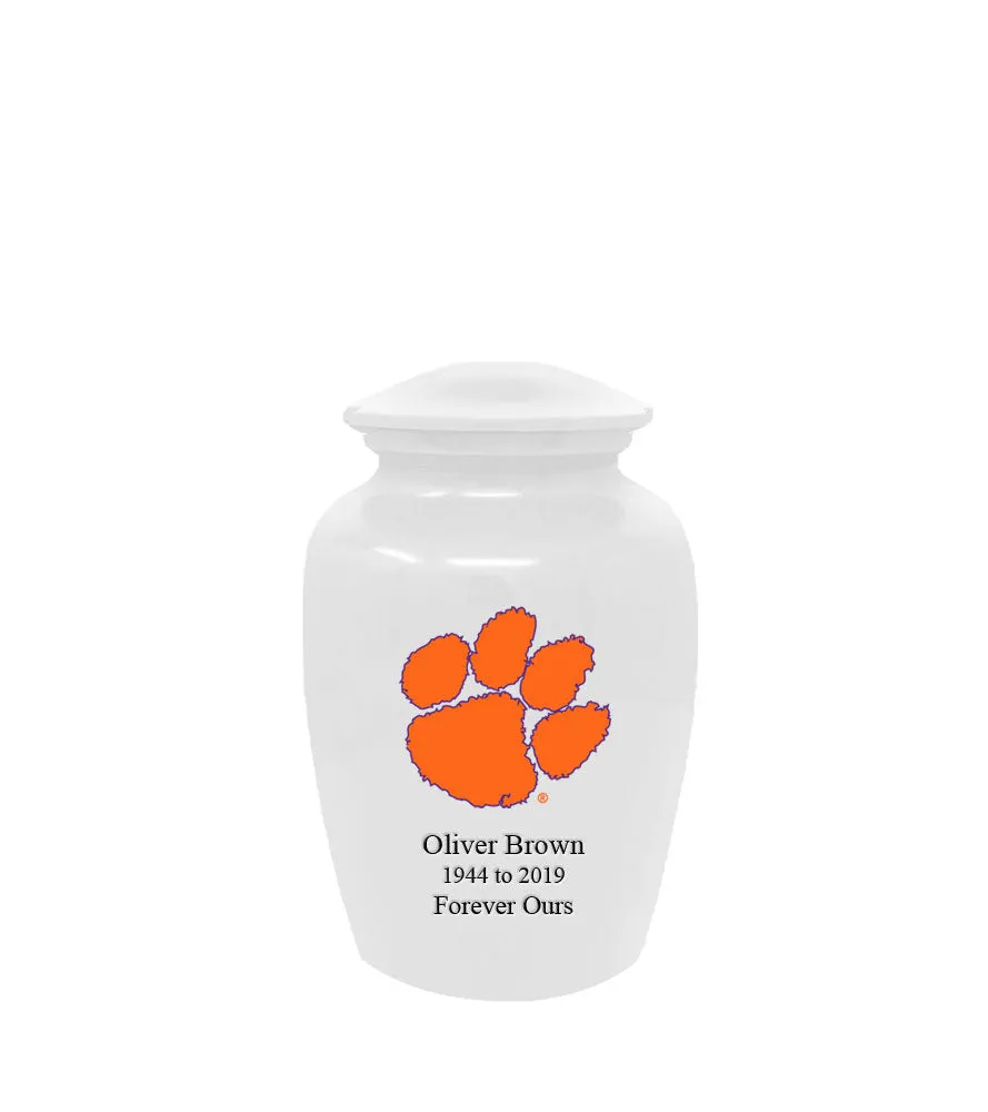 Fan Series - Clemson University Tigers White with Orange Logo Memorial Cremation Urn - IUCLM102
