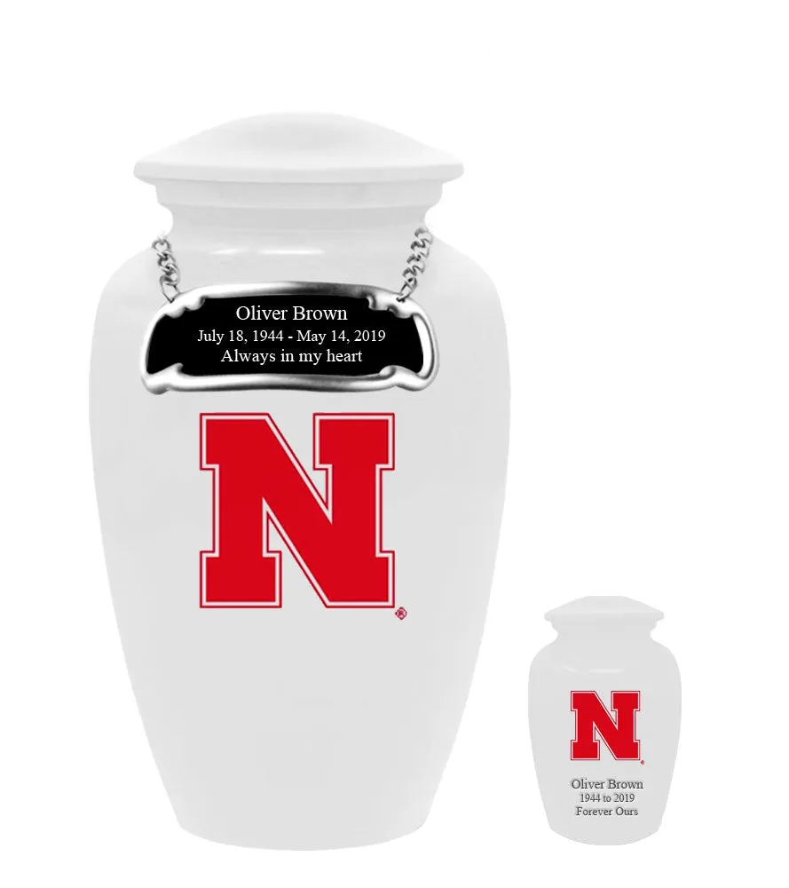 Fan Series - University of Nebraska Cornhuskers White Memorial Cremation Urn - IUNBR100
