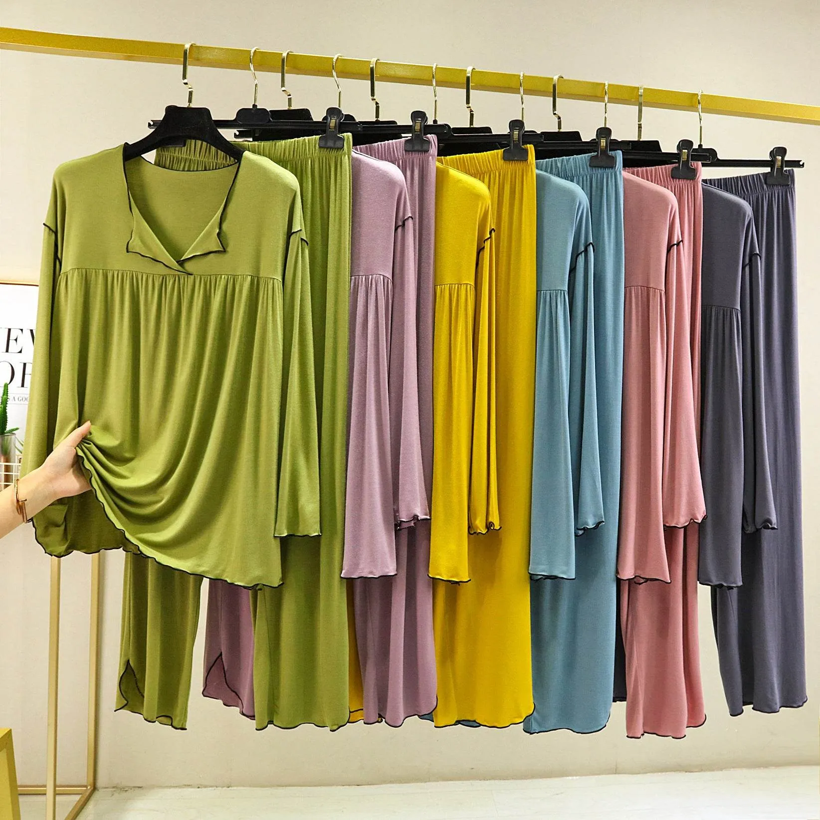 Fashion Long Sleeve Straight Pants Loungewear Set
