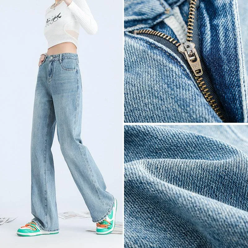 Fashionable Personalized Wide-leg Mopping Jeans For Women