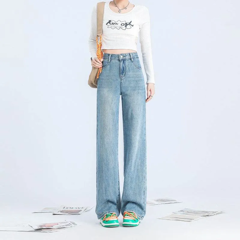 Fashionable Personalized Wide-leg Mopping Jeans For Women