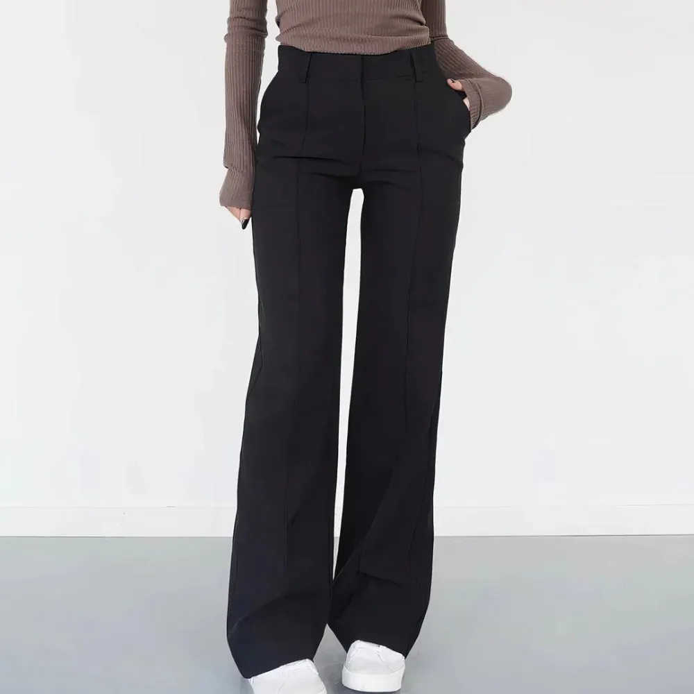 Fashionable women's trousers with trendy wide legs