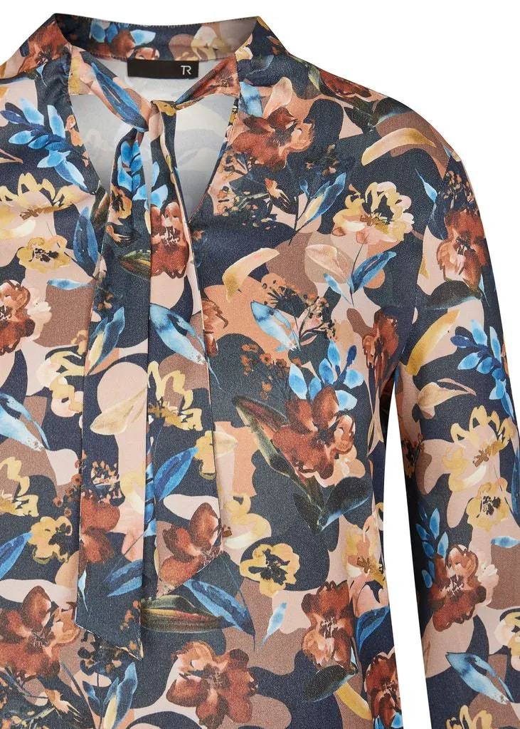 FLORAL GRAPHIC PRINT V-NECK BLOUSE