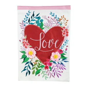 Floral Love Heart Garden Linen Flag,14l10111