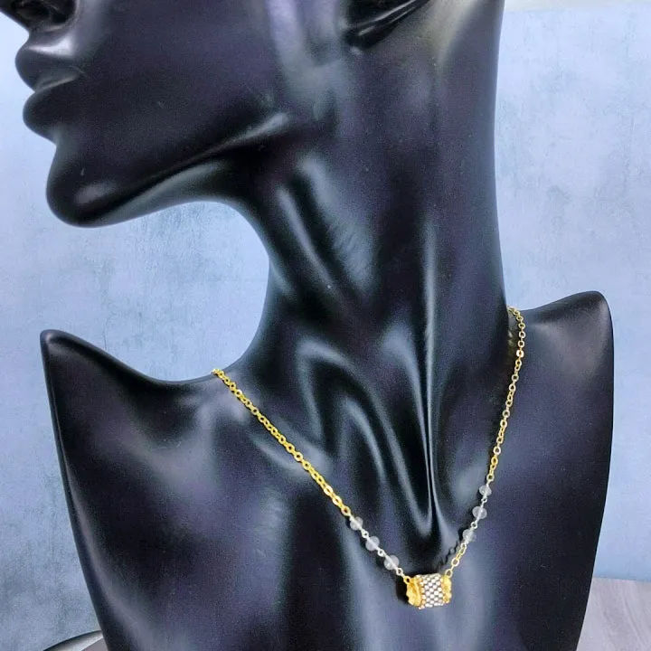 Galyina Silver Necklace | Citrine, Rutilated Quartz, Jade