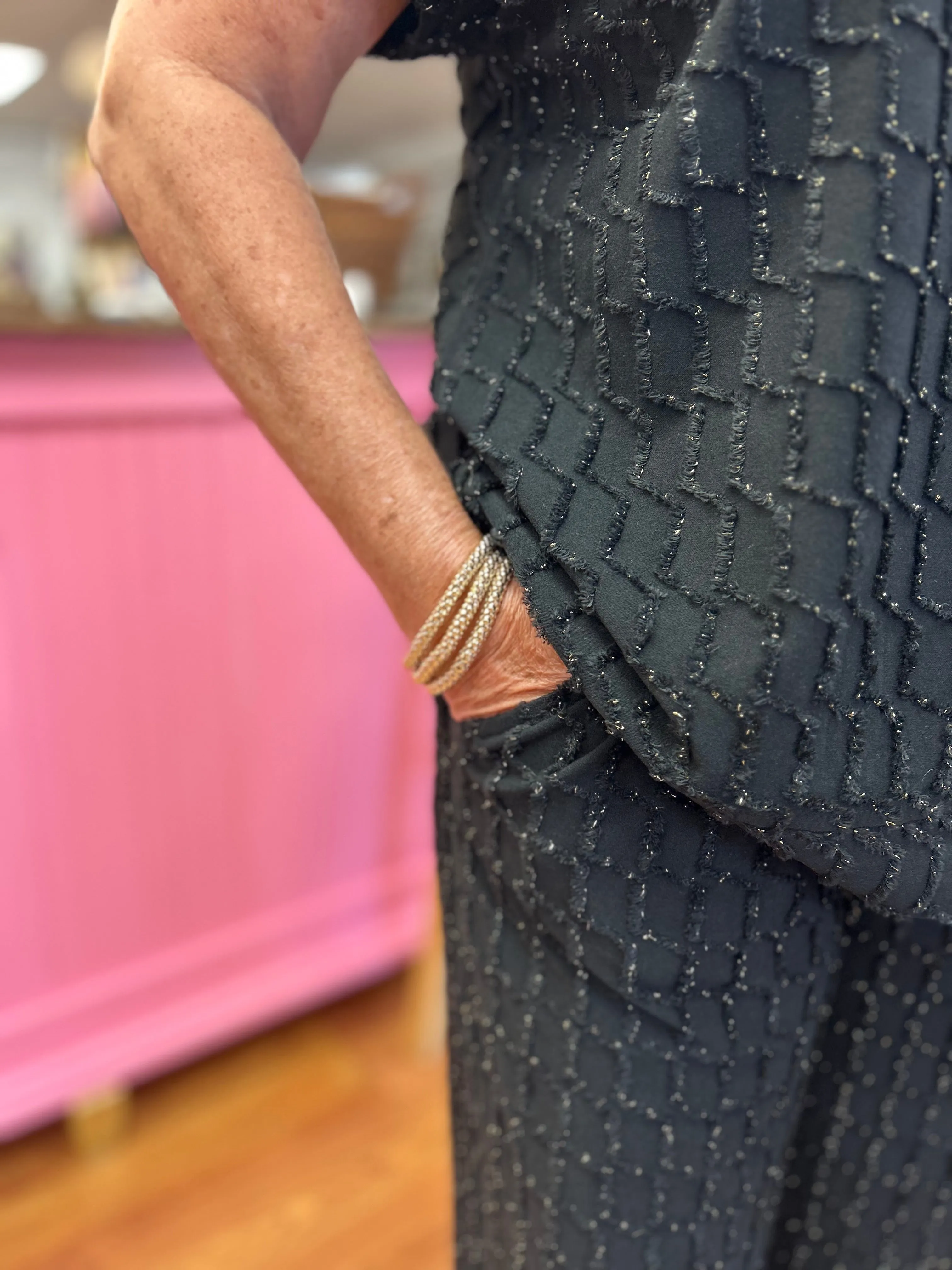 Glitter Texture Crop Pant