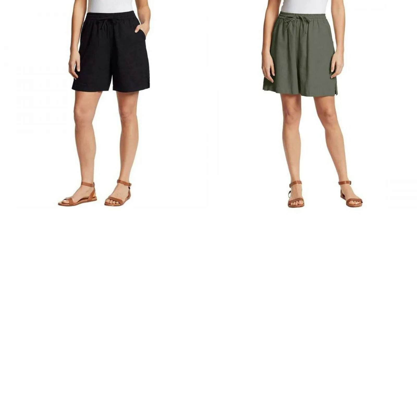 Gloria Vanderbilt Women's Elastic Waist Linen Blend Shorts