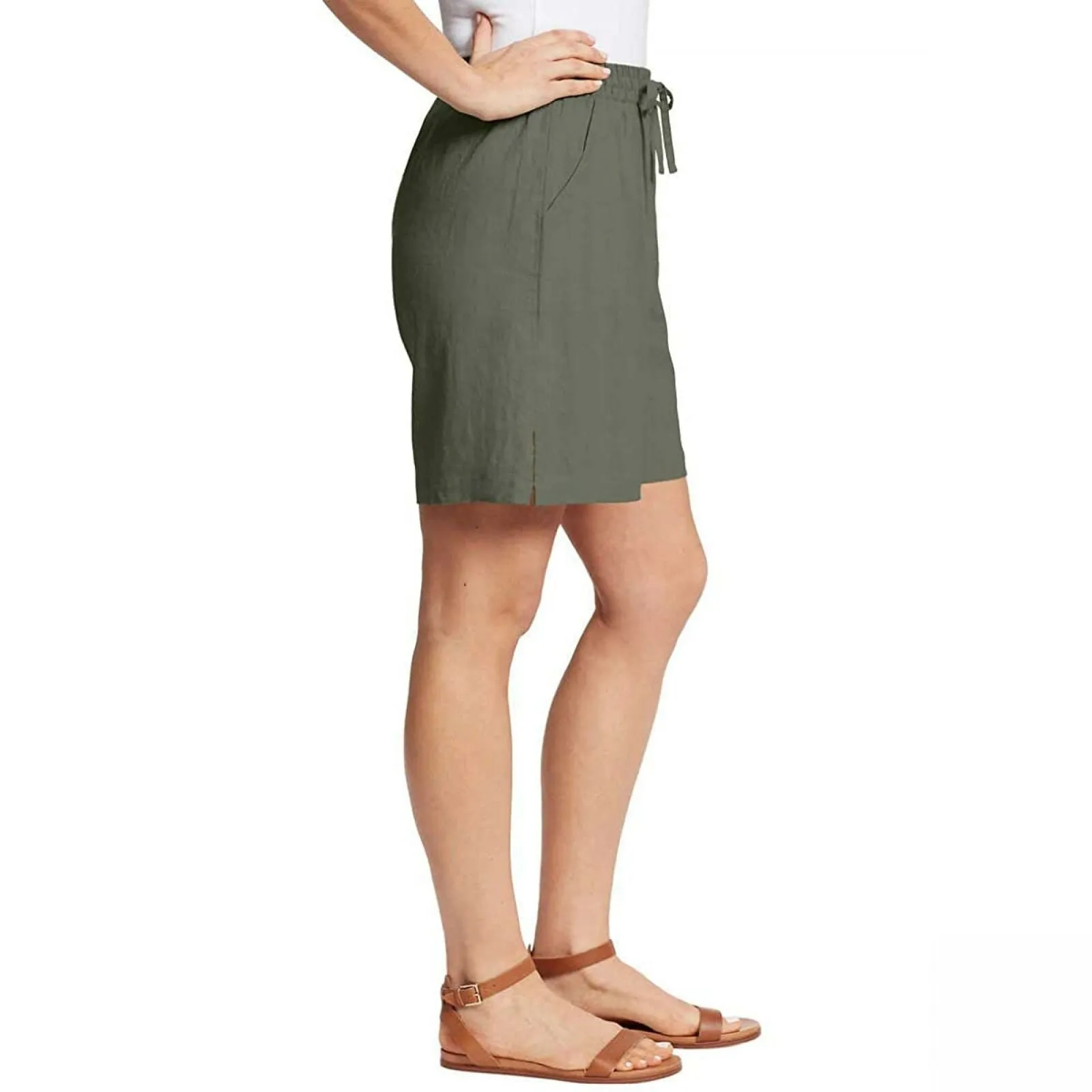Gloria Vanderbilt Women's Elastic Waist Linen Blend Shorts