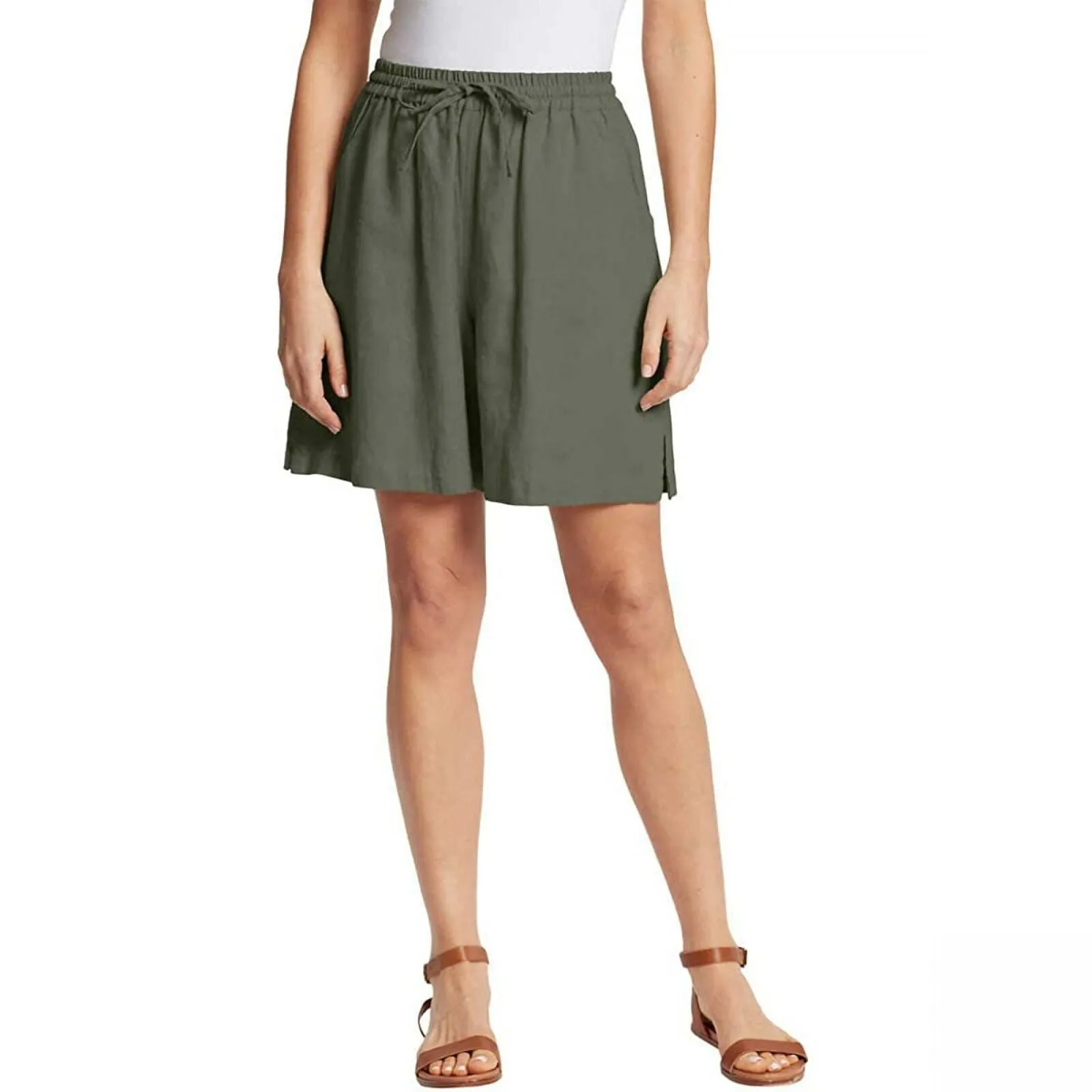 Gloria Vanderbilt Women's Elastic Waist Linen Blend Shorts