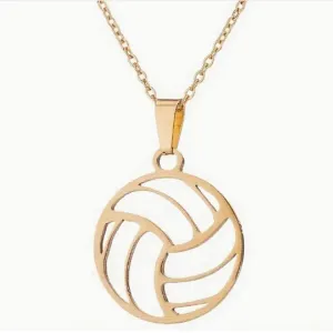 Gold Volleyball Pendant Necklace