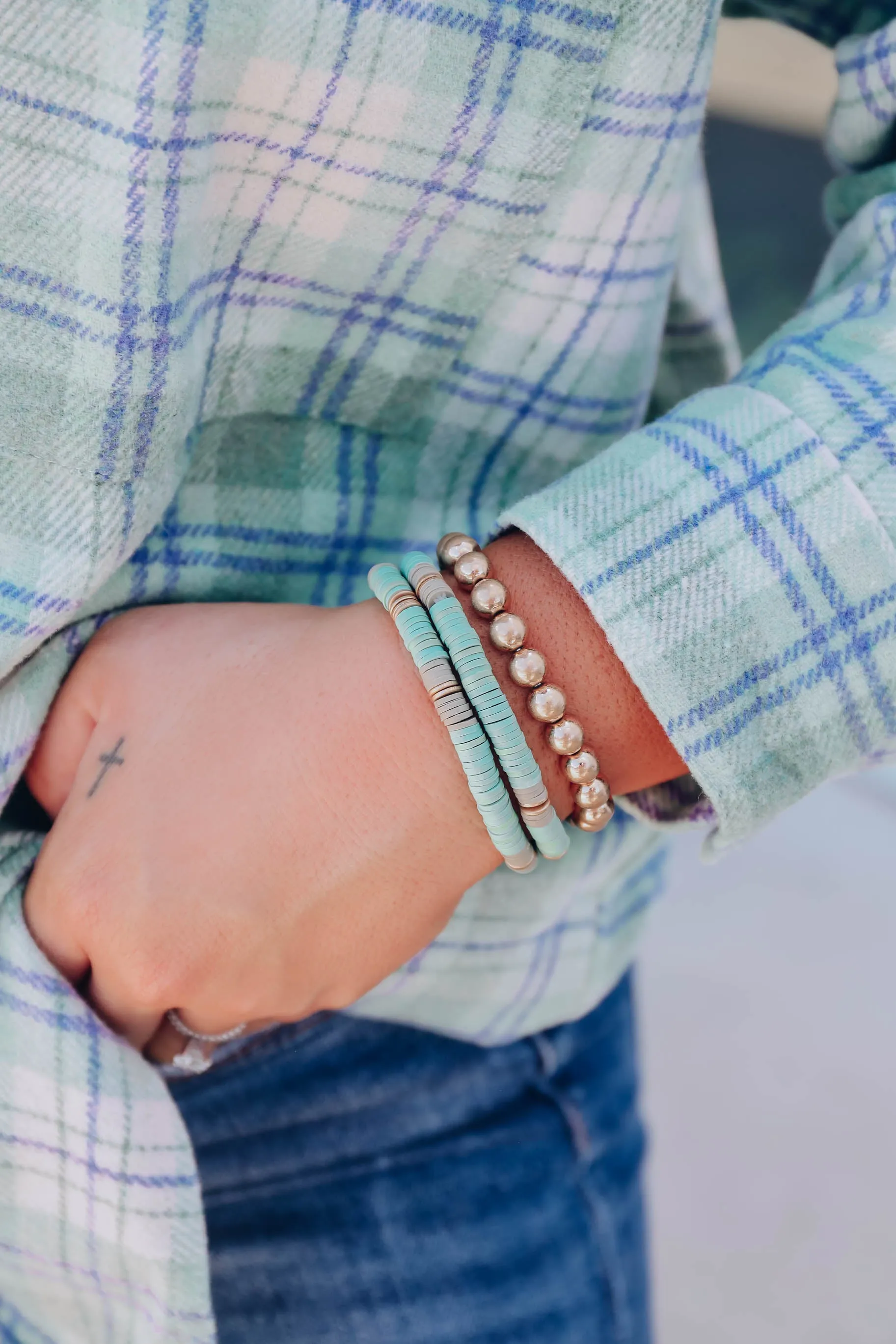 Golden Sage Stack Bracelet