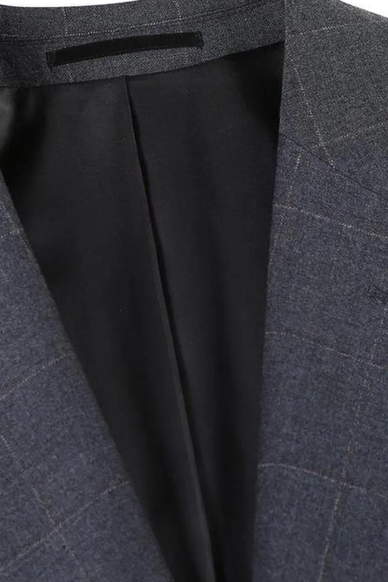 Grey Windowpane 2-Button Notch Suit (2-Piece Set)