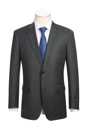 Grey Windowpane 2-Button Notch Suit (2-Piece Set)