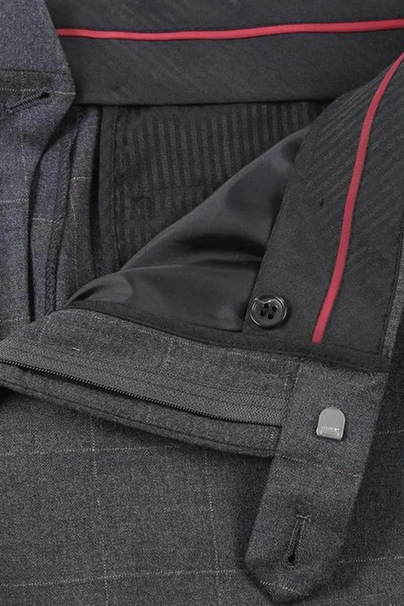 Grey Windowpane 2-Button Notch Suit (2-Piece Set)