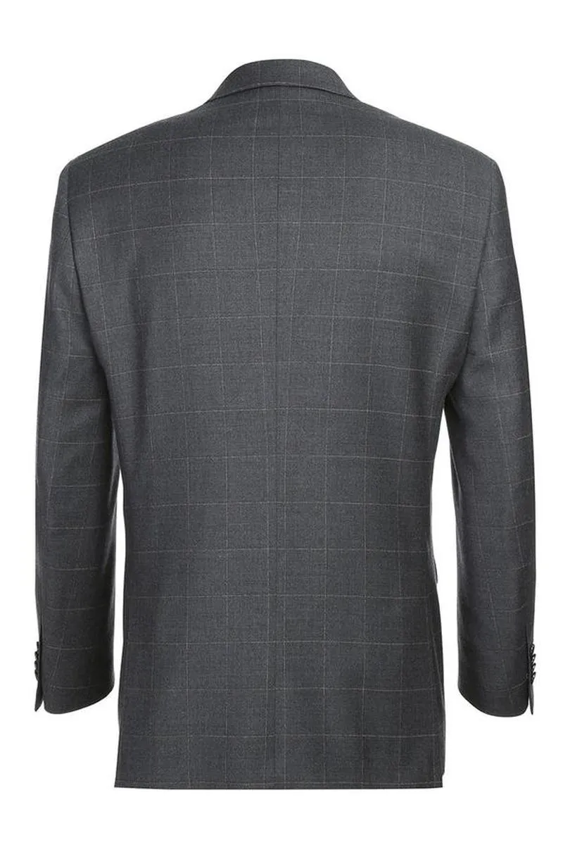 Grey Windowpane 2-Button Notch Suit (2-Piece Set)