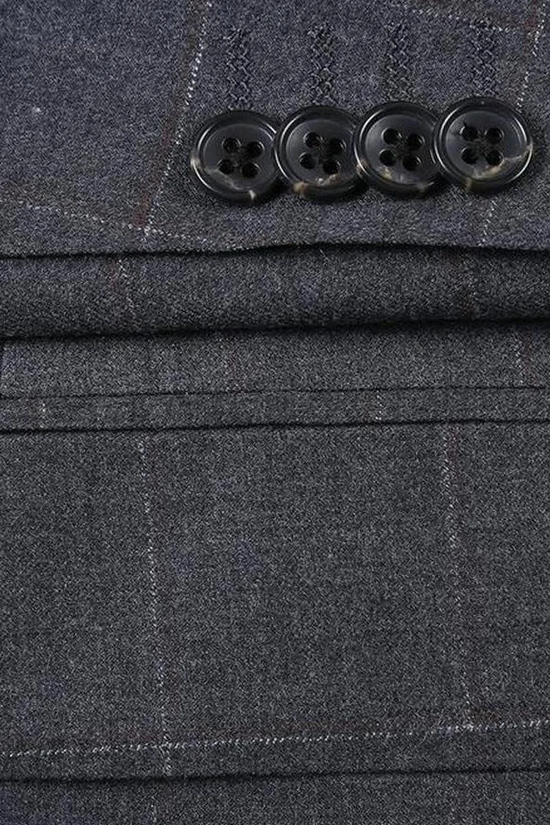 Grey Windowpane 2-Button Notch Suit (2-Piece Set)