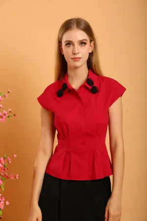 Hallie Top in Bold Red