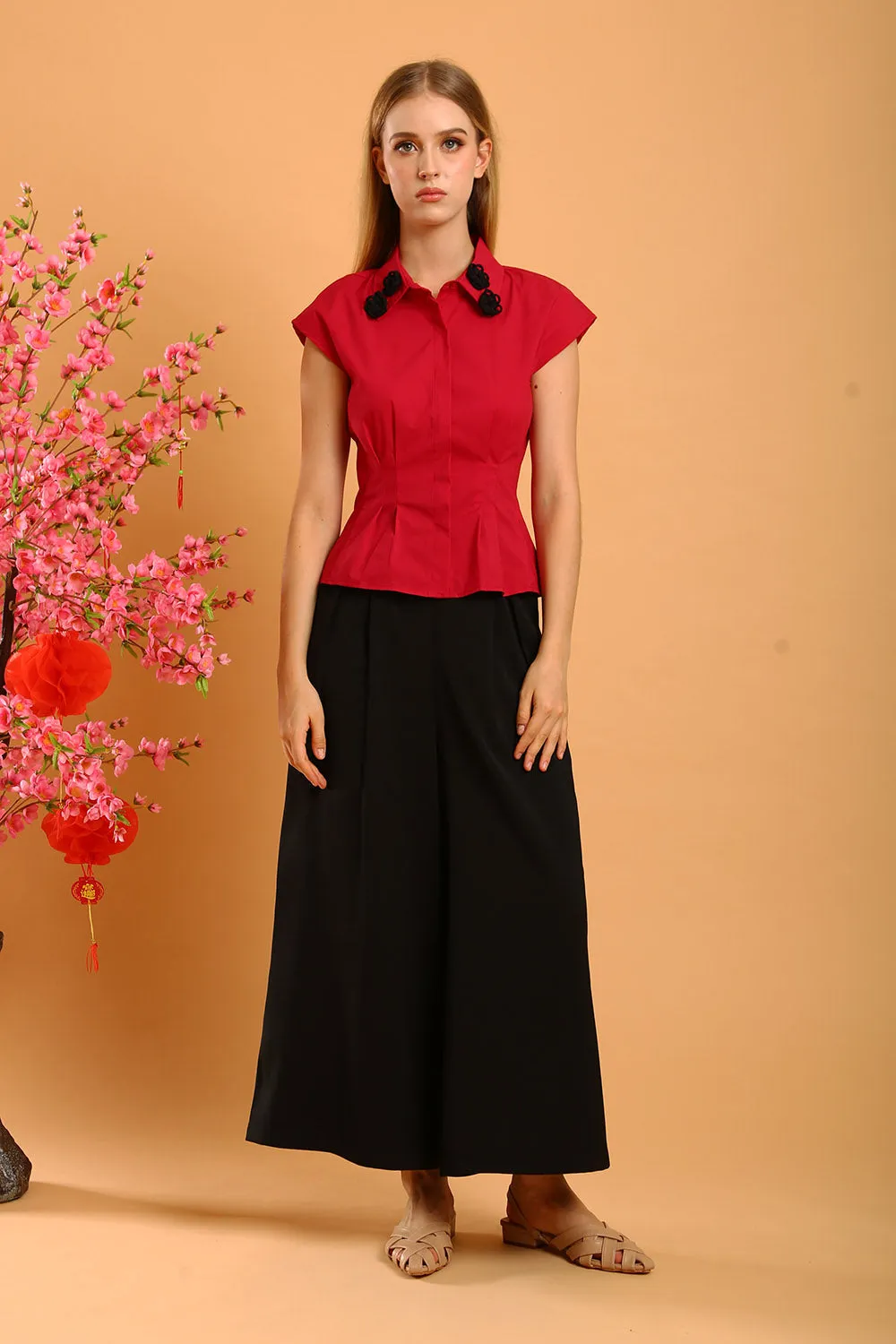 Hallie Top in Bold Red