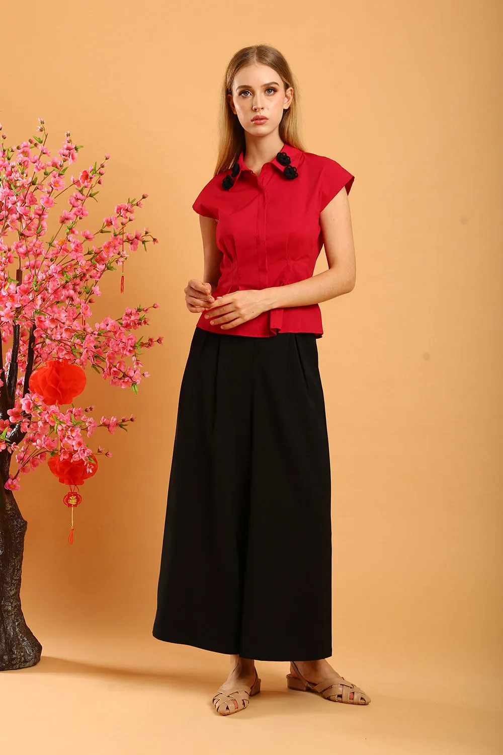 Hallie Top in Bold Red