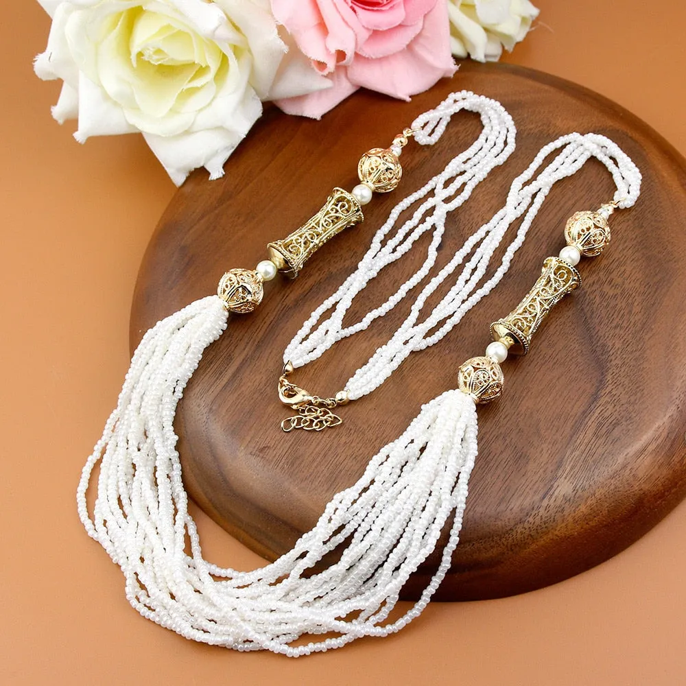 Handmade Beads Long Choker Necklace For Women
