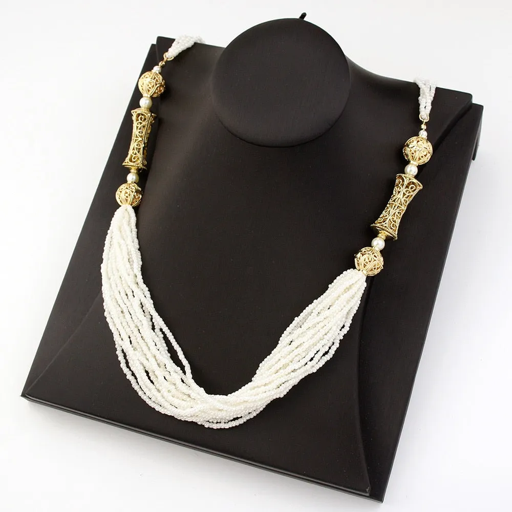 Handmade Beads Long Choker Necklace For Women