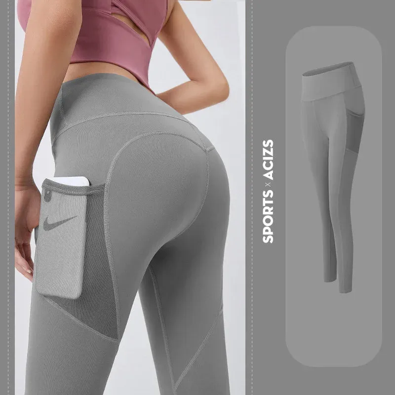 High Waist Yoga Pants Women Sports Leggings With Pocket Girl Gym Leggings Runing Tights Female Fitness Trousers Sportswear