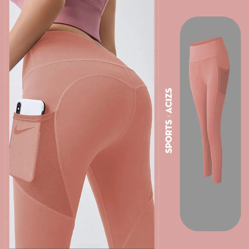 High Waist Yoga Pants Women Sports Leggings With Pocket Girl Gym Leggings Runing Tights Female Fitness Trousers Sportswear