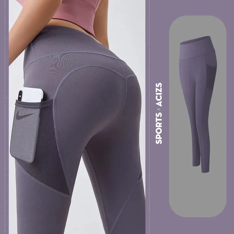 High Waist Yoga Pants Women Sports Leggings With Pocket Girl Gym Leggings Runing Tights Female Fitness Trousers Sportswear