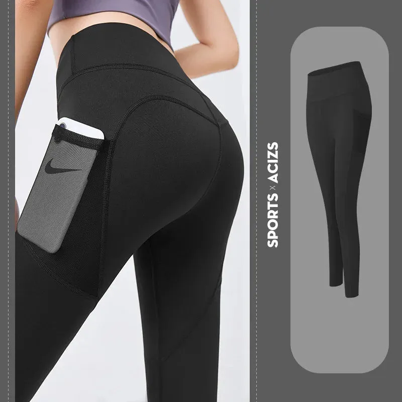 High Waist Yoga Pants Women Sports Leggings With Pocket Girl Gym Leggings Runing Tights Female Fitness Trousers Sportswear