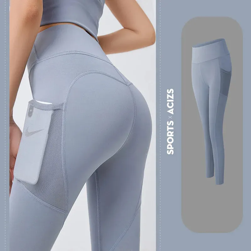 High Waist Yoga Pants Women Sports Leggings With Pocket Girl Gym Leggings Runing Tights Female Fitness Trousers Sportswear