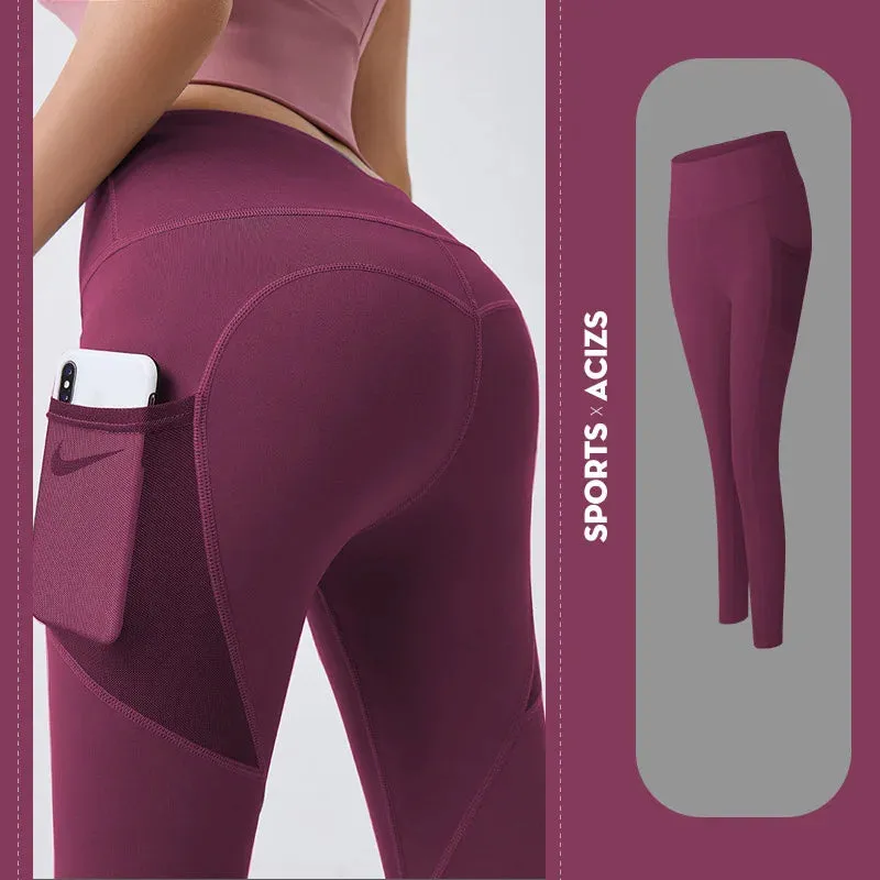 High Waist Yoga Pants Women Sports Leggings With Pocket Girl Gym Leggings Runing Tights Female Fitness Trousers Sportswear