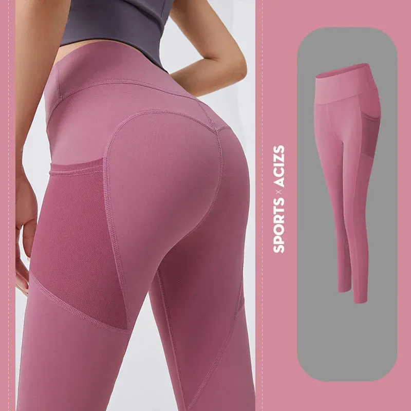 High Waist Yoga Pants Women Sports Leggings With Pocket Girl Gym Leggings Runing Tights Female Fitness Trousers Sportswear