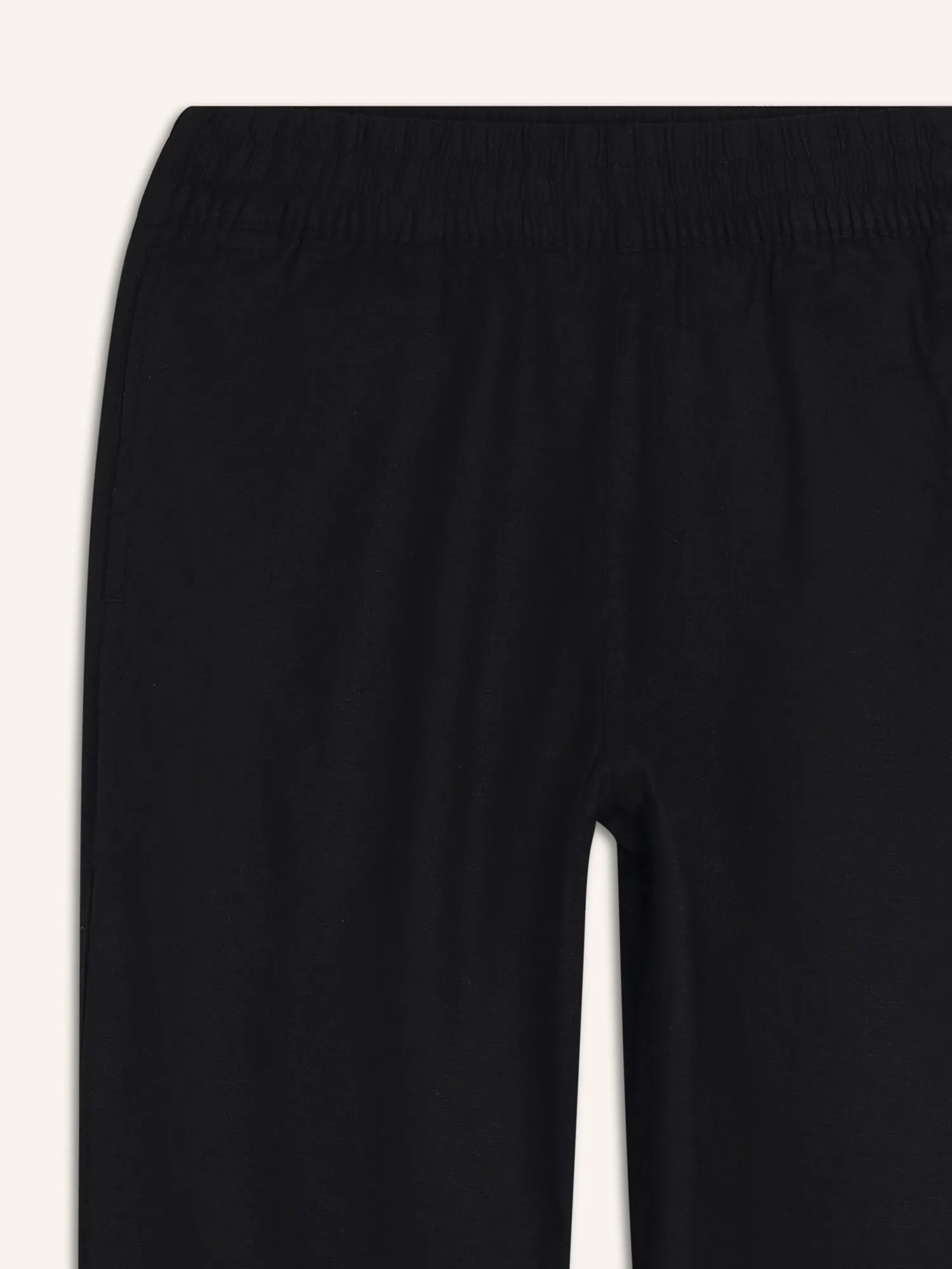 High-Waisted Linen-Blend Straight Pants