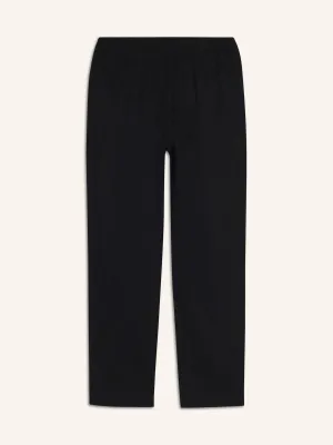 High-Waisted Linen-Blend Straight Pants