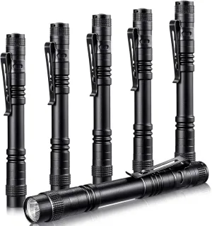Honoson 6 Pieces LED Pen Light Flashlight Small Mini Flashlight Pocket Light Penlight with Clip Compact Torch for Inspection Work and Repair