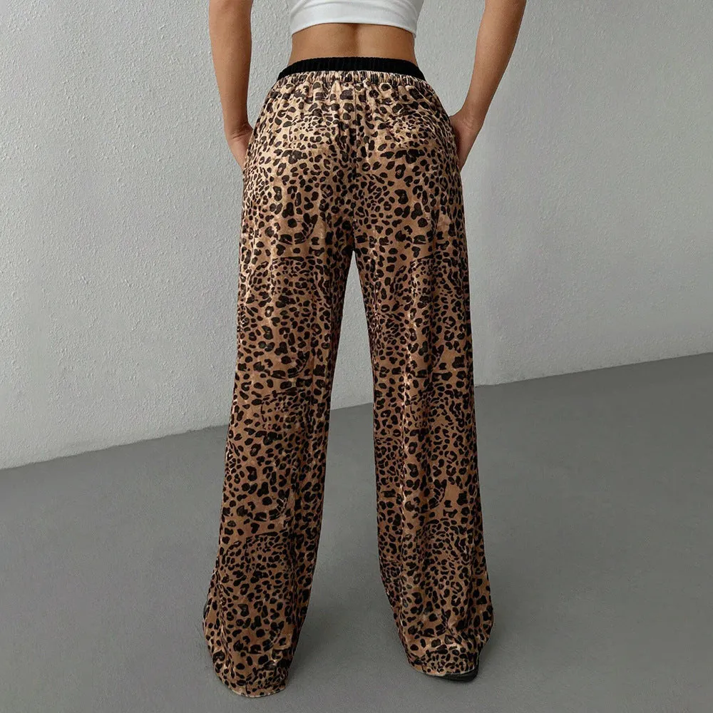 Hot-selling New women's clothing in the international station, unique design casual pants, loose and drape leopard print trendy trousers in autumn and winter