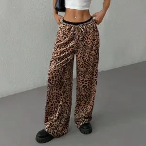 Hot-selling New women's clothing in the international station, unique design casual pants, loose and drape leopard print trendy trousers in autumn and winter