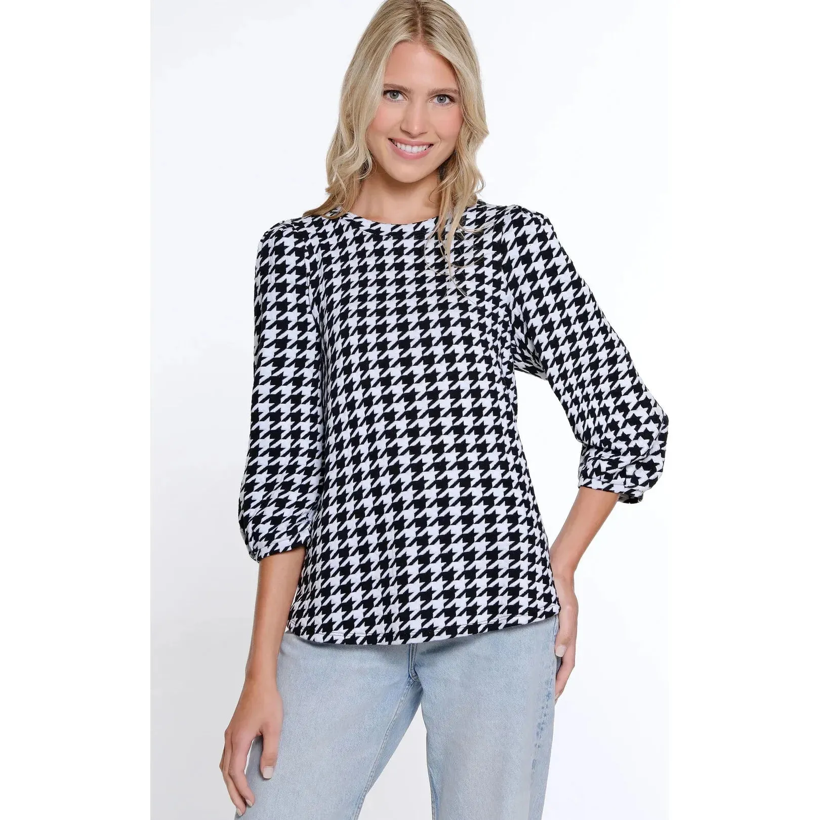Houndstooth Knit Top