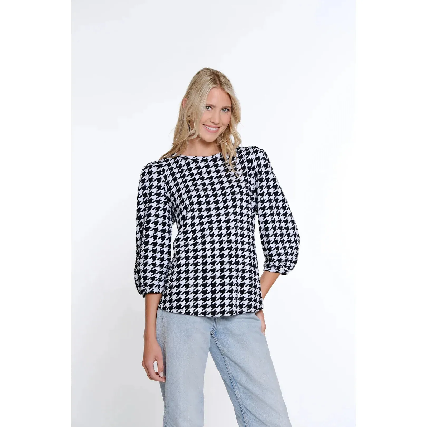 Houndstooth Knit Top