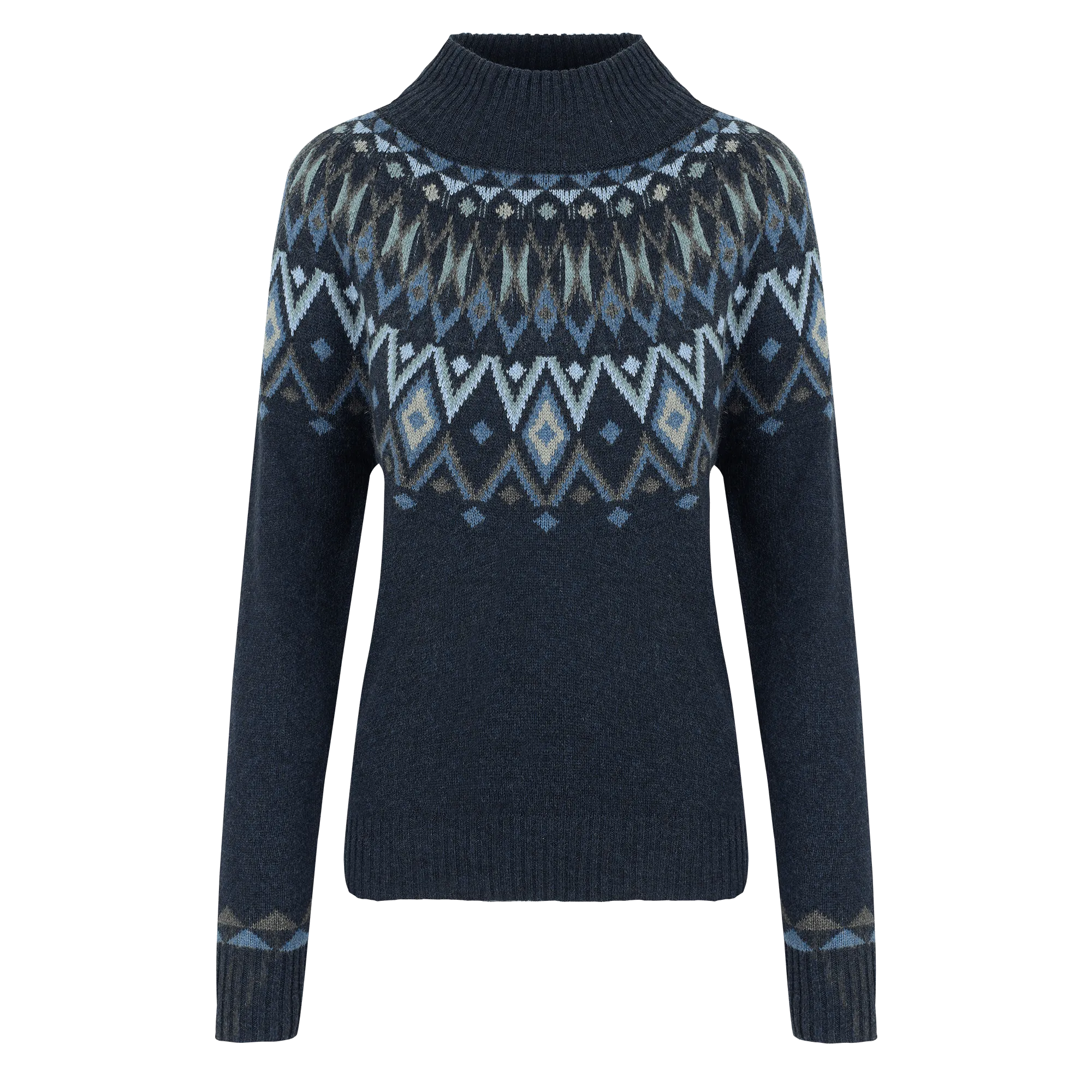 Indu Eco Mock Neck Sweater - Rathee Blue