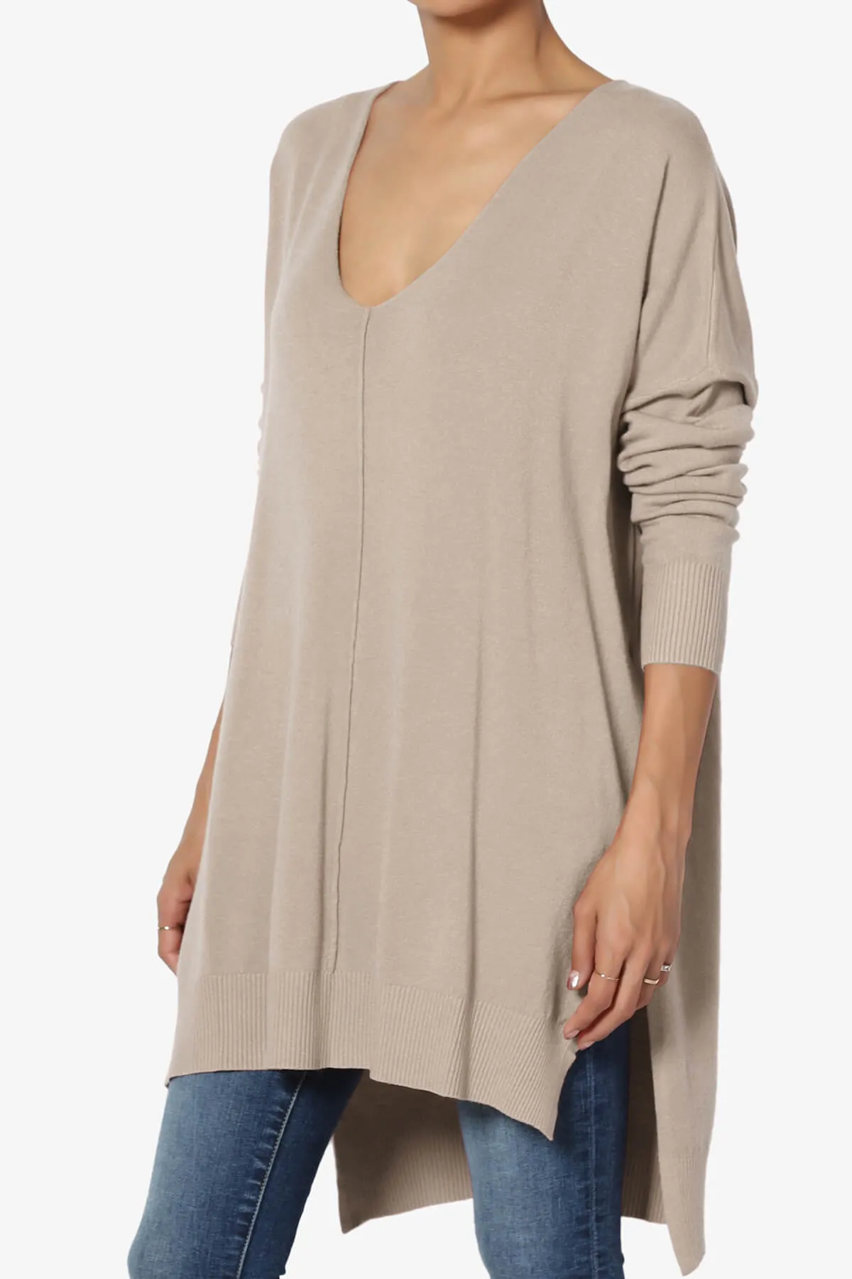 Katana Front Seam V-Neck Knit Sweater MORE COLORS