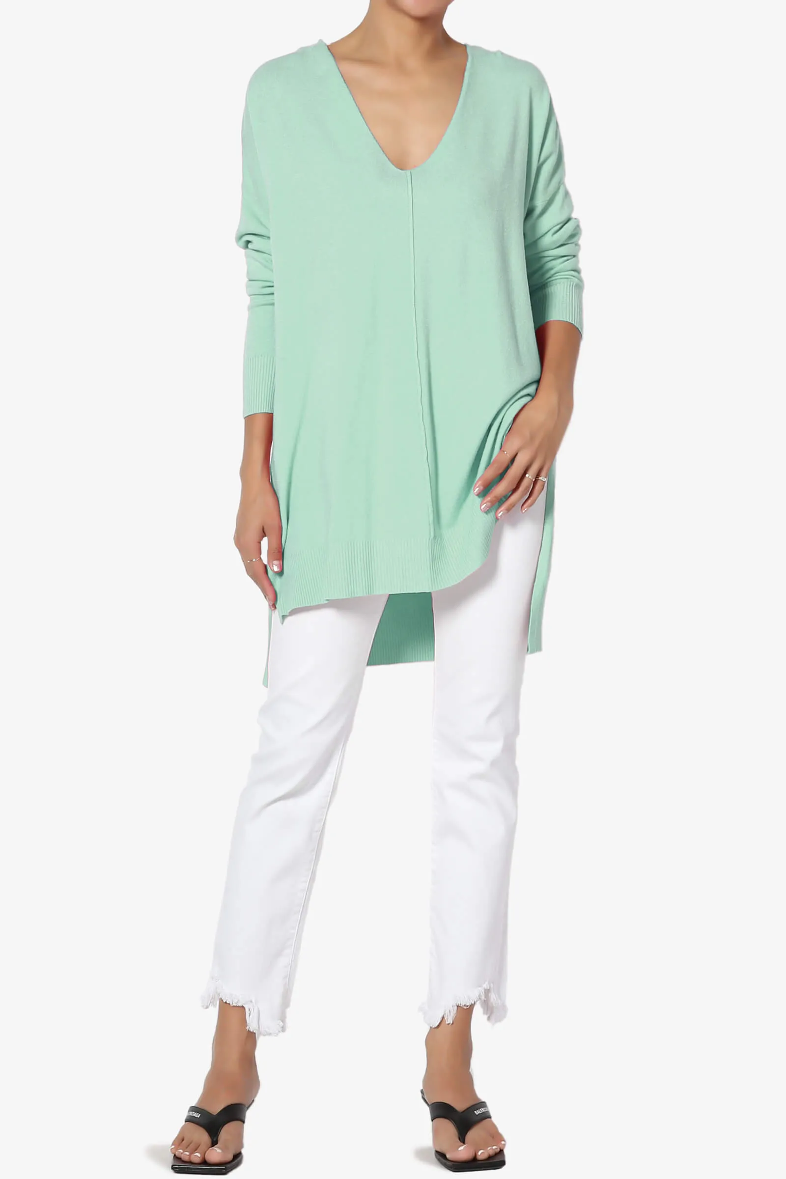 Katana Front Seam V-Neck Knit Sweater MORE COLORS