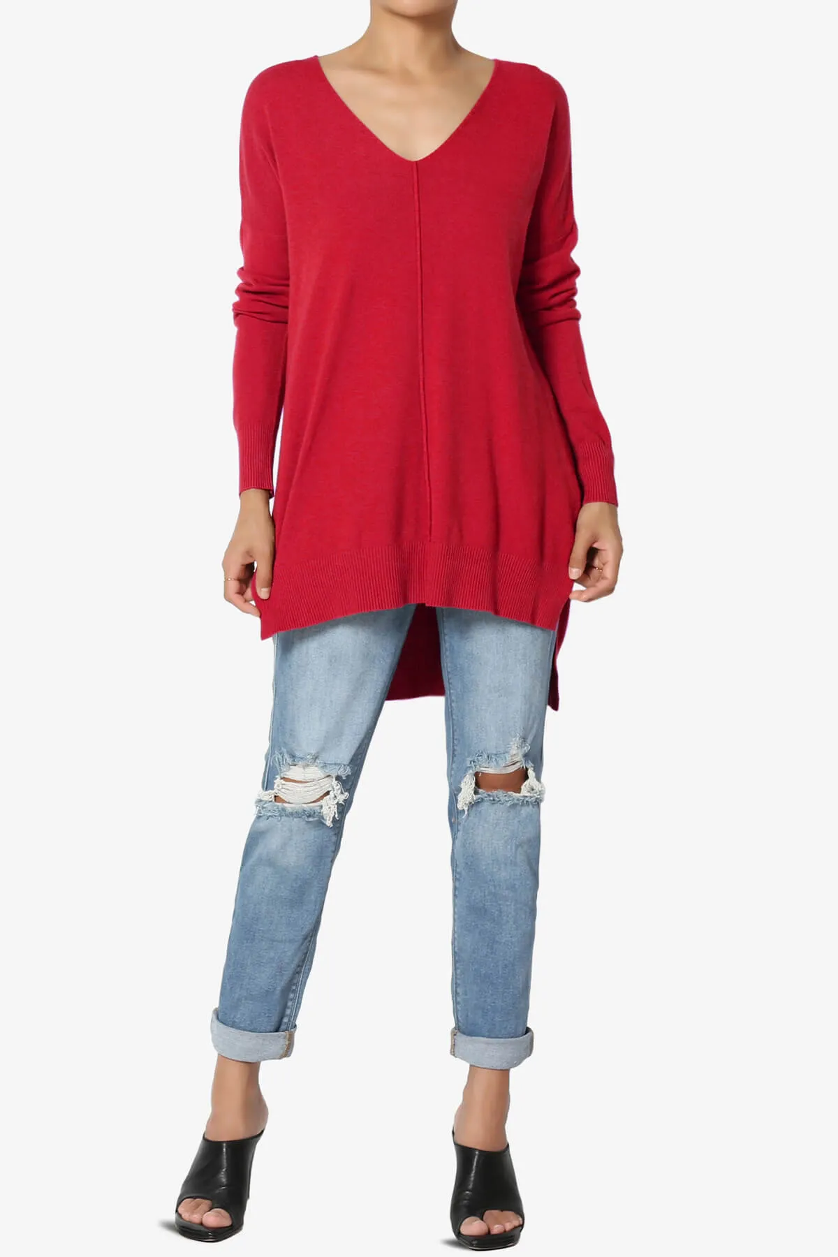 Katana Front Seam V-Neck Knit Sweater MORE COLORS
