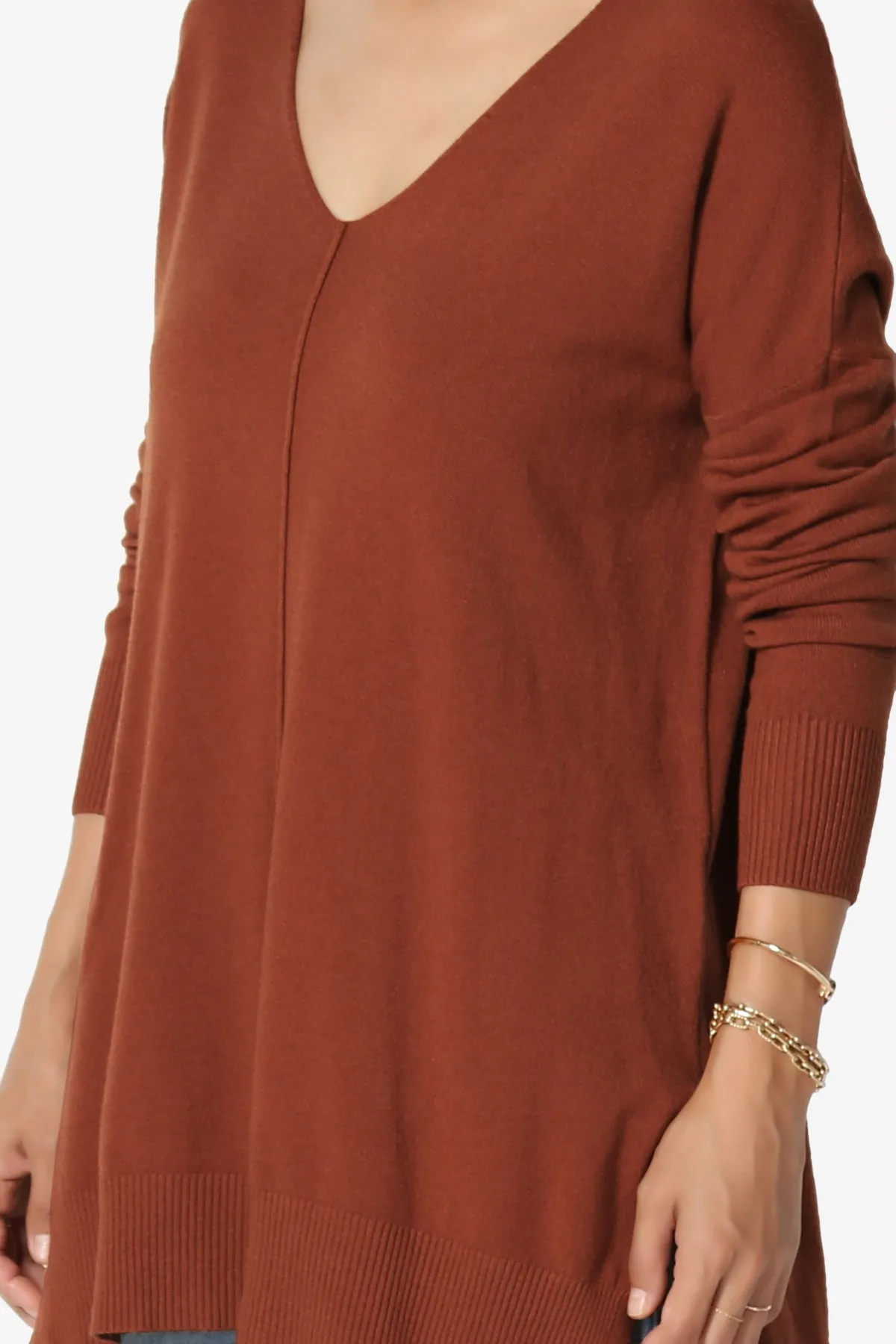 Katana Front Seam V-Neck Knit Sweater MORE COLORS