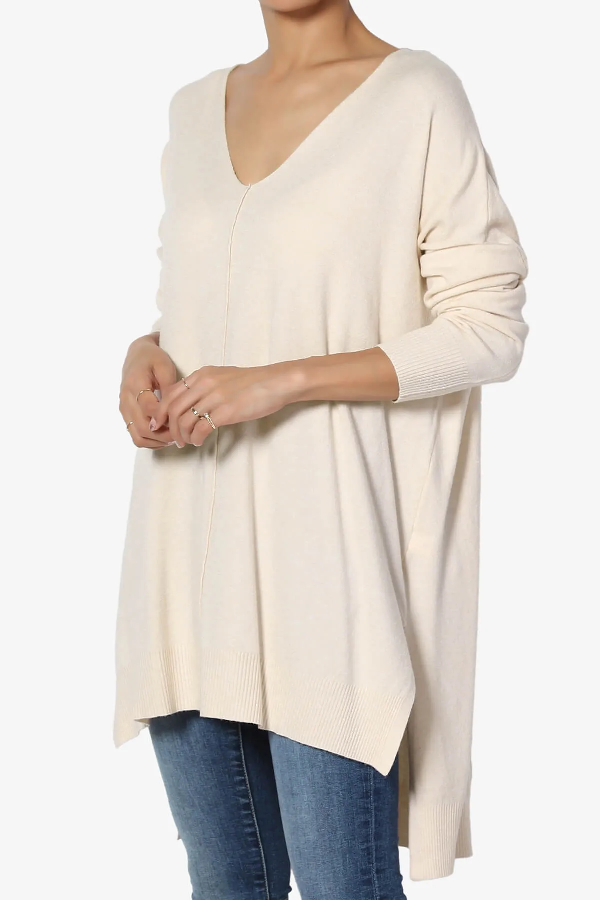 Katana Front Seam V-Neck Knit Sweater MORE COLORS